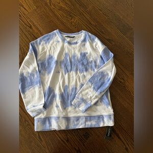Sky Blue and White Tie-Dye Crewneck Sweater